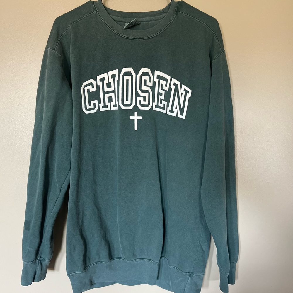 Christian Comfort Colors Sweatshirt Forrest Green Medium
